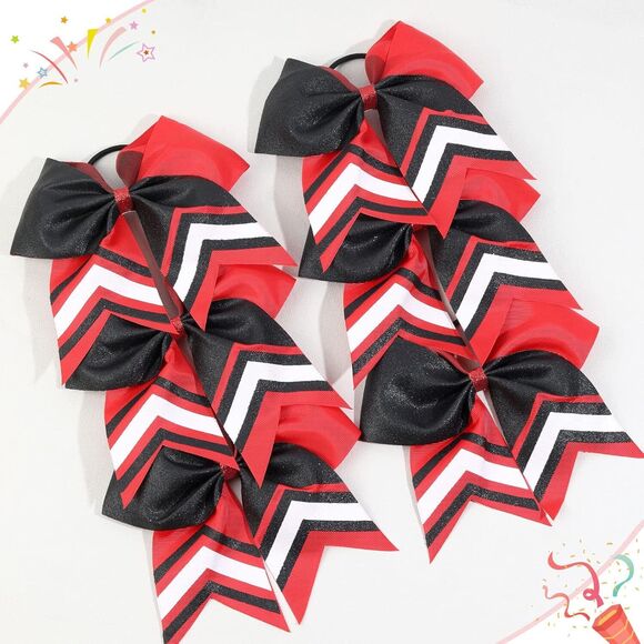 6 PCS 7" Large Glitter Cheer Bows for Cheerleaders – Hair Accessories Sports Dan - Picture 1 of 13